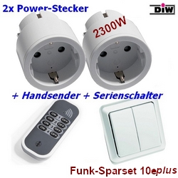SPARSET-10e-plus: 2x Mini-Funkstecker Intertechno + Doppel-Funkwandsender + Handsender