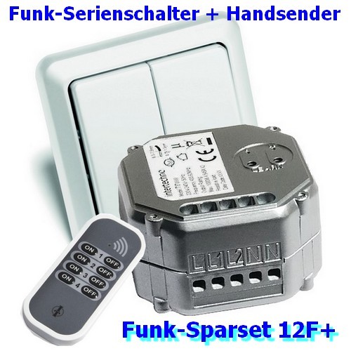 Funk-Sparset-12FB: Funk-Serienschalter ITL-2000 mit Funk-Doppel-Wandschalter+Handsender