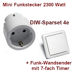 SPARSET-4e: FUNK-Wandsender mit 7-fach -Timer !! + Intertechno IT3-2300 Power-Funkstecker