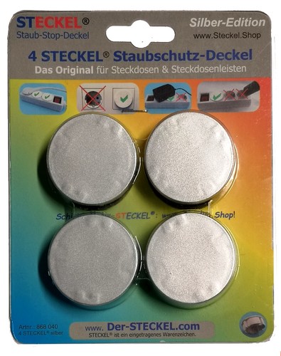 4 STECKEL Silber-Edition schicke Steckdosen Abdeckung Staubschutz erspart Putzen