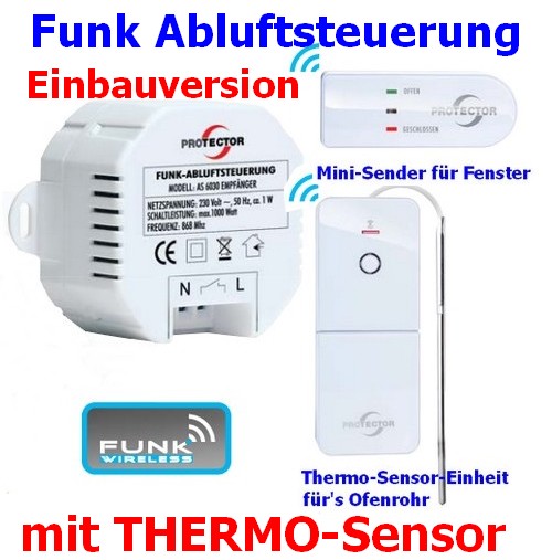 AS-6030.3 Protector Funk-Abluftsteuerung mit Thermo-Sensor Einbau-Version