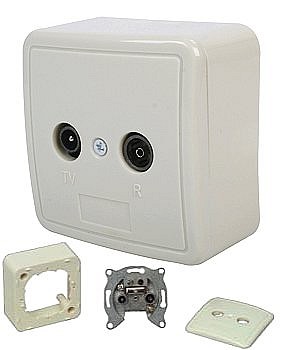 Antennensteckdose Durchgangsdose Wallbox TV/Radio  Auf- und Unterputz verwendbar
