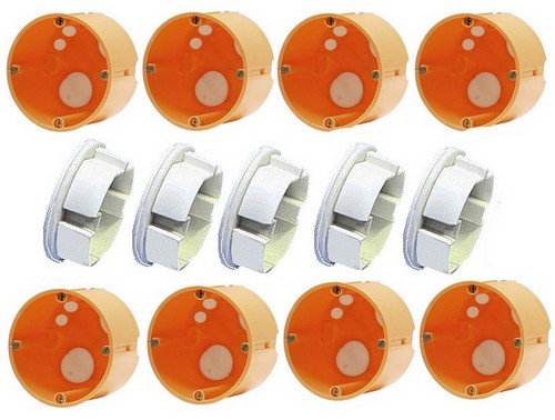 8 Stück winddichte Hohlwanddosen Ø68/48mm + 5 Steckdosen-Abdichtungen DICHTEL