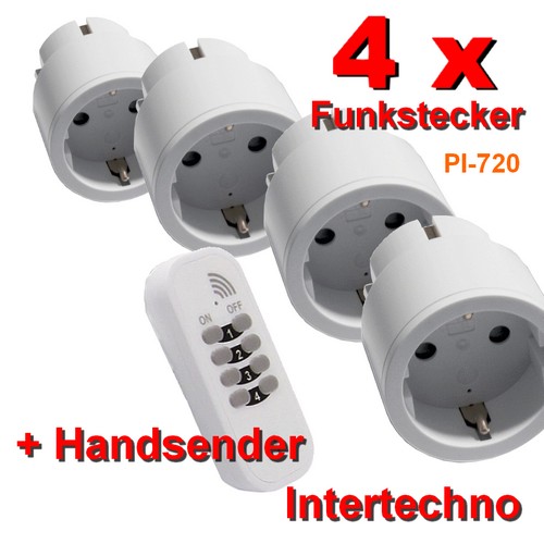 Sparset PI-720: 4x Funk-Stecker Intertechno IT-3 mit wetterfestem Handsender ITS-10