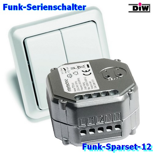 SmartHome Funk Schalter Set = Funk-Einbauschalter + Bewegungsmelder 1000W
