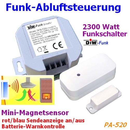 Funk EINBAU-Abluftsteuerung PA-520 DIW-Funk DFM-2000+DES-2300 Funkschalter